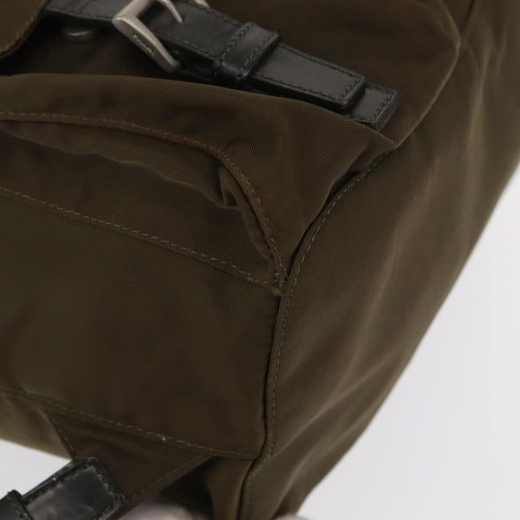 PRADA Backpack Nylon Khaki Silver Auth 168394