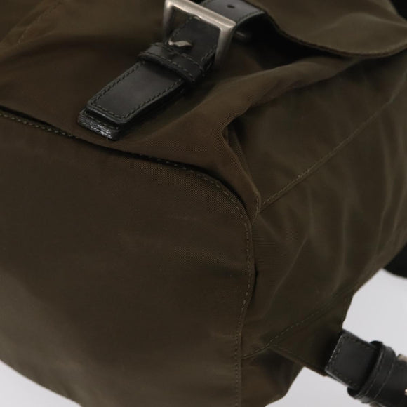 PRADA Backpack Nylon Khaki Silver Auth 168394