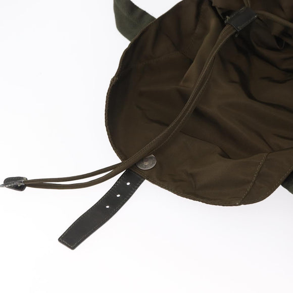 PRADA Backpack Nylon Khaki Silver Auth 168394