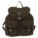 PRADA Backpack Nylon Khaki Silver Auth 168394-13