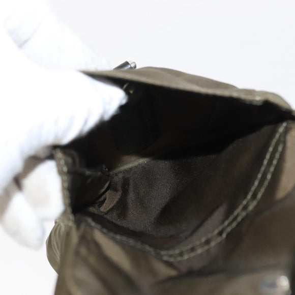 PRADA Backpack Nylon Khaki Silver Auth 168394