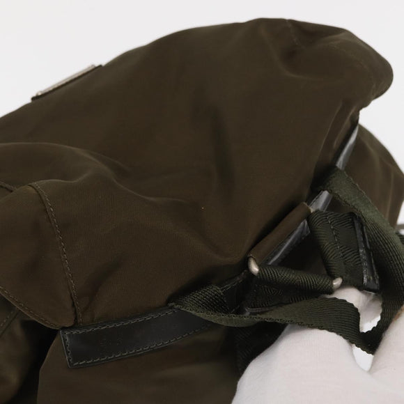 PRADA Backpack Nylon Khaki Silver Auth 168394
