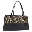 Christian Dior Trotter Canvas Hand Bag Navy Gold Auth 168395-1