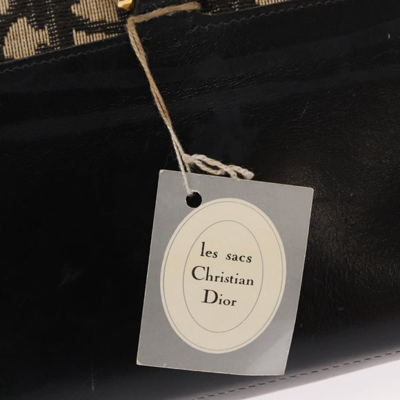 Christian Dior Trotter Canvas Hand Bag Navy Gold Auth 168395