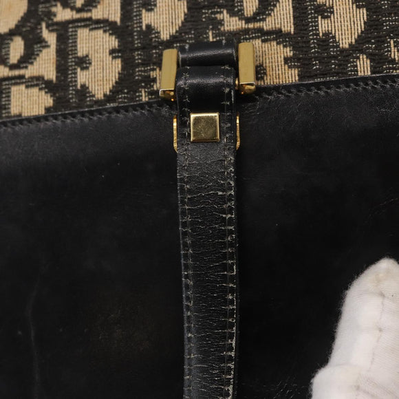 Christian Dior Trotter Canvas Hand Bag Navy Gold Auth 168395