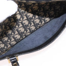 Christian Dior Trotter Canvas Hand Bag Navy Gold Auth 168395-21