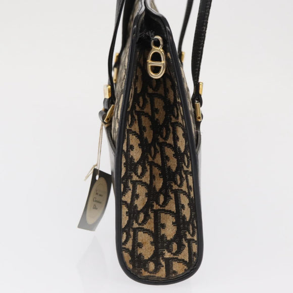 Christian Dior Trotter Canvas Hand Bag Navy Gold Auth 168395