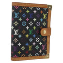 LOUIS VUITTON Multicolor Agenda PM Day Planner Cover Black R20895 LV Auth 168402-1