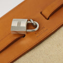 HERMES Herbag Ad PM Backpack Canvas Leather 2way Beige Silver Auth 168408-14