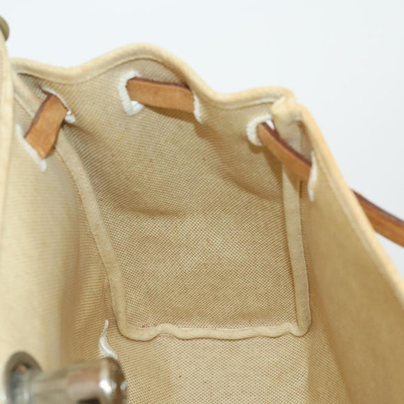 HERMES Herbag Ad PM Backpack Canvas Leather 2way Beige Silver Auth 168408