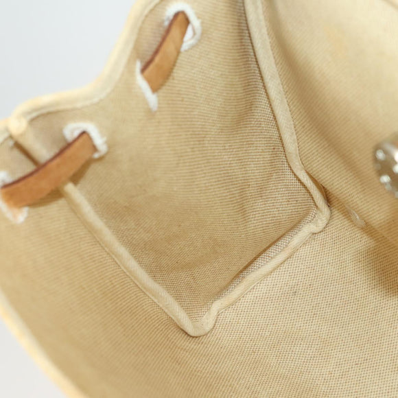 HERMES Herbag Ad PM Backpack Canvas Leather 2way Beige Silver Auth 168408