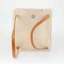 HERMES Herbag Ad PM Backpack Canvas Leather 2way Beige Silver Auth 168408-23