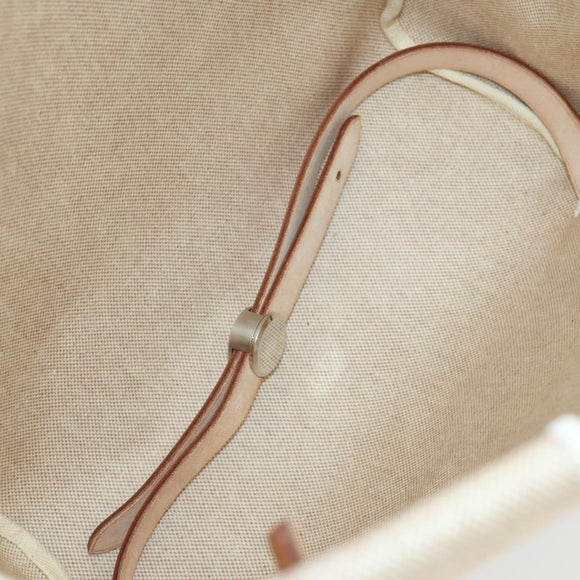 HERMES Herbag Ad PM Backpack Canvas Leather 2way Beige Silver Auth 168408