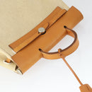 HERMES Herbag Ad PM Backpack Canvas Leather 2way Beige Silver Auth 168408-6