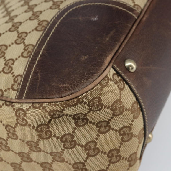 GUCCI GG Canvas Web Sherry Line Pretty Tote Bag Beige Gold 161719 Auth 168420