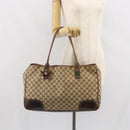 GUCCI GG Canvas Web Sherry Line Pretty Tote Bag Beige Gold 161719 Auth 168420-22