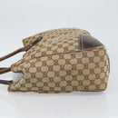 GUCCI GG Canvas Web Sherry Line Pretty Tote Bag Beige Gold 161719 Auth 168420-5