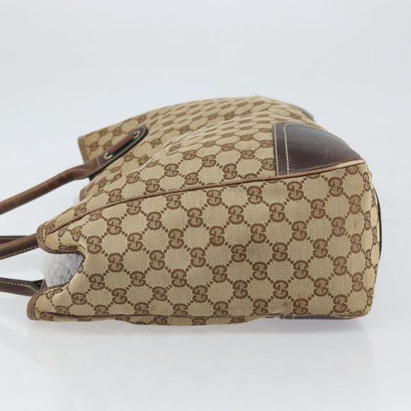 GUCCI GG Canvas Web Sherry Line Pretty Tote Bag Beige Gold 161719 Auth 168420