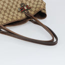 GUCCI GG Canvas Web Sherry Line Pretty Tote Bag Beige Gold 161719 Auth 168420-7