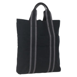 HERMES Fourre Tout Cabas Tote Bag Canvas Black Auth 168421