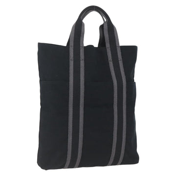 HERMES Fourre Tout Cabas Tote Bag Canvas Black Auth 168421