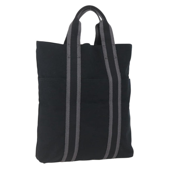 HERMES Fourre Tout Cabas Tote Bag Canvas Black Auth 168421