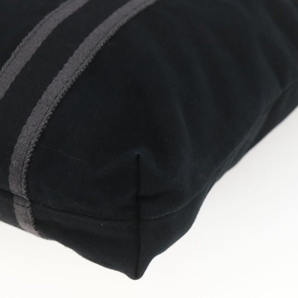 HERMES Fourre Tout Cabas Tote Bag Canvas Black Auth 168421