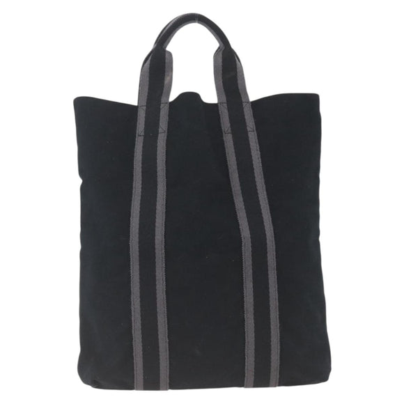 HERMES Fourre Tout Cabas Tote Bag Canvas Black Auth 168421