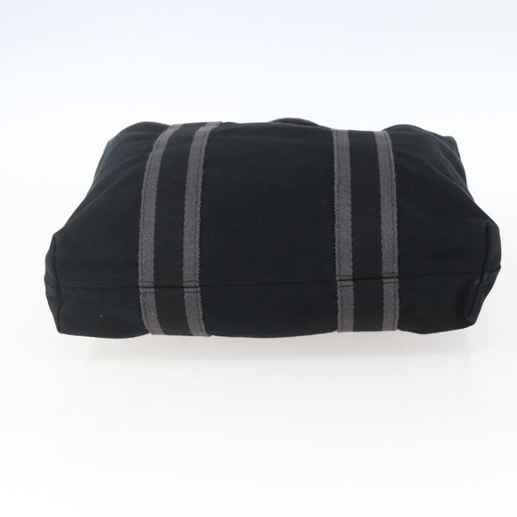 HERMES Fourre Tout Cabas Tote Bag Canvas Black Auth 168421