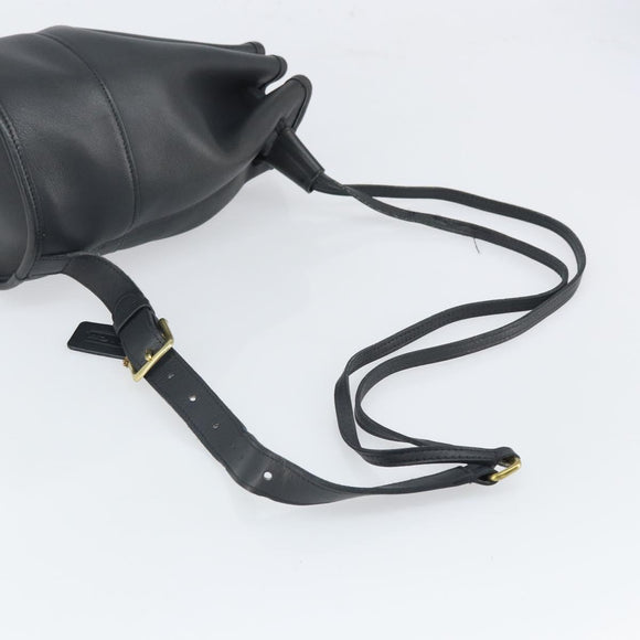 Coach Shoulder Bag Leather Black Auth 168425