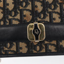 Christian Dior Chain Trotter Canvas Shoulder Bag Navy Gold Auth 168427-17