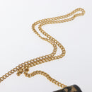 Christian Dior Chain Trotter Canvas Shoulder Bag Navy Gold Auth 168427-8