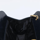 Salvatore Ferragamo Gancini Chain Shoulder Bag Leather Black Gold Auth 168428-18