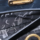 Salvatore Ferragamo Gancini Chain Shoulder Bag Leather Black Gold Auth 168428-20
