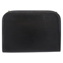Salvatore Ferragamo Gancini Chain Shoulder Bag Leather Black Gold Auth 168428-2