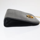 Salvatore Ferragamo Gancini Chain Shoulder Bag Leather Black Gold Auth 168428-3