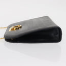 Salvatore Ferragamo Gancini Chain Shoulder Bag Leather Black Gold Auth 168428-4