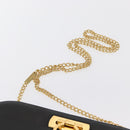 Salvatore Ferragamo Gancini Chain Shoulder Bag Leather Black Gold Auth 168428-8