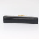 Salvatore Ferragamo Gancini Chain Shoulder Bag Leather Black Gold Auth 168428-5