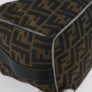 FENDI Zucca Canvas Hand Bag Black Brown Auth 168429-8