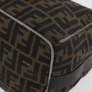 FENDI Zucca Canvas Hand Bag Black Brown Auth 168429-15