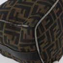 FENDI Zucca Canvas Hand Bag Black Brown Auth 168429-16