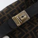 FENDI Zucca Canvas Hand Bag Black Brown Auth 168429-18
