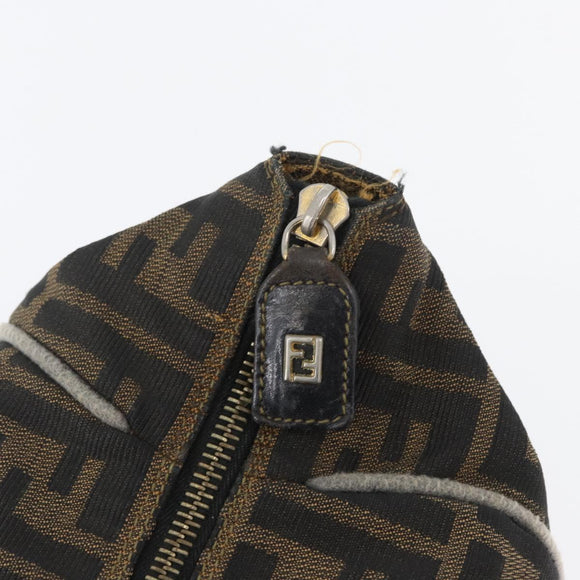 FENDI Zucca Canvas Hand Bag Black Brown Auth 168429