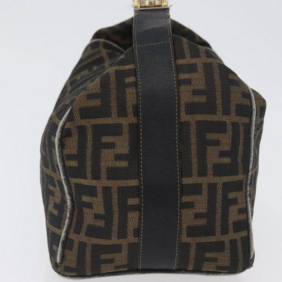 FENDI Zucca Canvas Hand Bag Black Brown Auth 168429