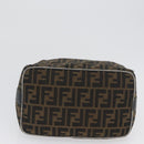 FENDI Zucca Canvas Hand Bag Black Brown Auth 168429-5