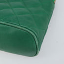 CHANEL Matelasse Chain Shoulder Bag Satin Green Gold CC Auth 168432-10
