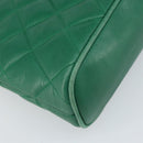 CHANEL Matelasse Chain Shoulder Bag Satin Green Gold CC Auth 168432-13