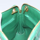 CHANEL Matelasse Chain Shoulder Bag Satin Green Gold CC Auth 168432-16