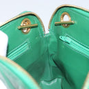 CHANEL Matelasse Chain Shoulder Bag Satin Green Gold CC Auth 168432-17